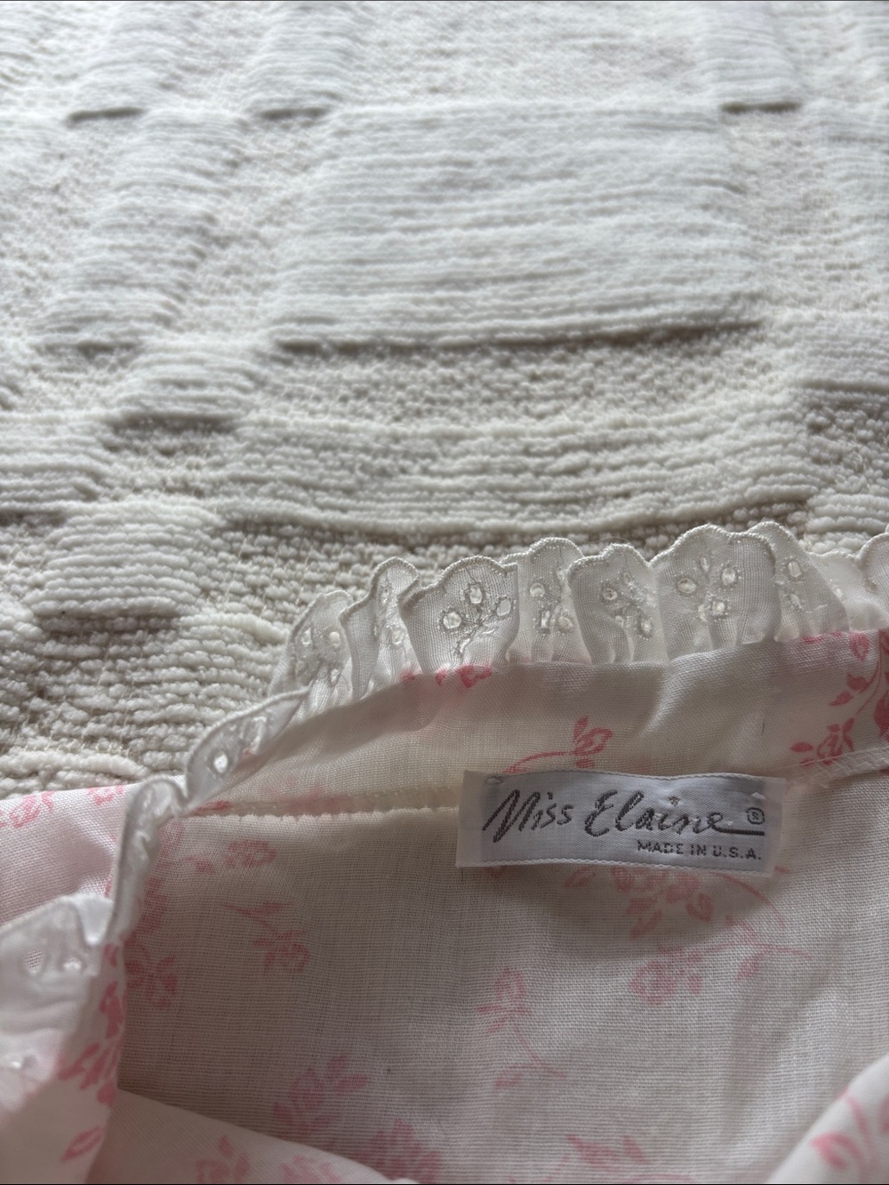 Miss Elaine Pink and White Floral Nightgown - Picture 9 of 12